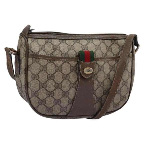 GUCCI Micro GG Supreme Web Sherry Line Shoulder Bag PVC Beige gold Auth 110383 - Picture 1 of 16